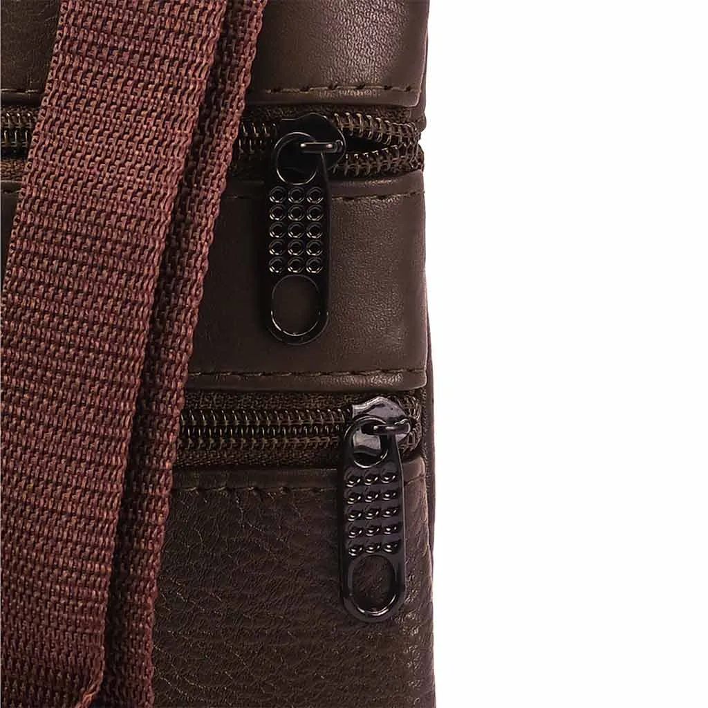 Stylish Leather Shoulder Bag Coffee Brown iPad Messenger Bag