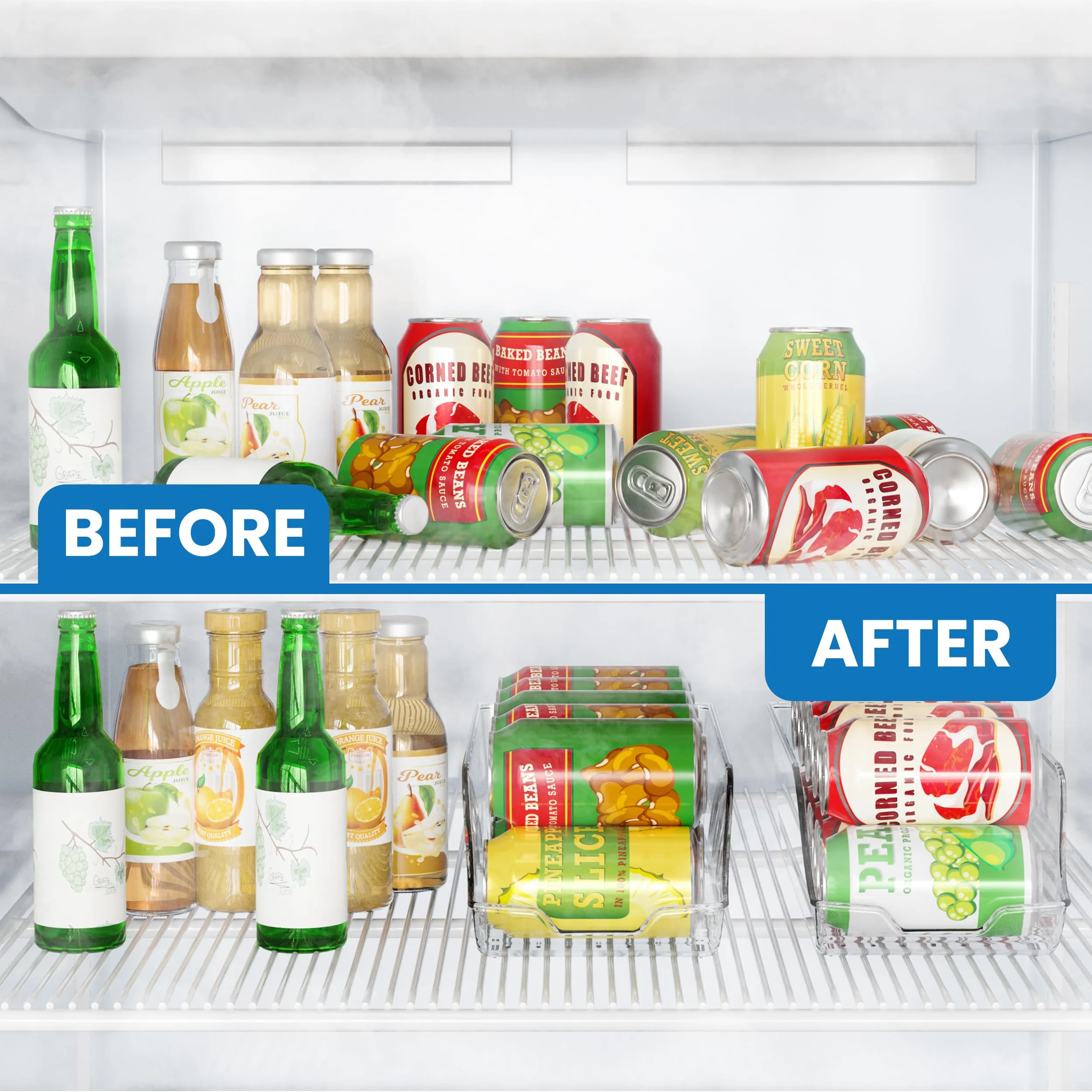 Utopia Kitchen Can Organizer For Pantry - Soda Can Organizer For Refrigerator - Can Storage Organizer Pantry, Fridge & Freezer Organization - Holds Food & Soup Can (Clear, Pack of 2)