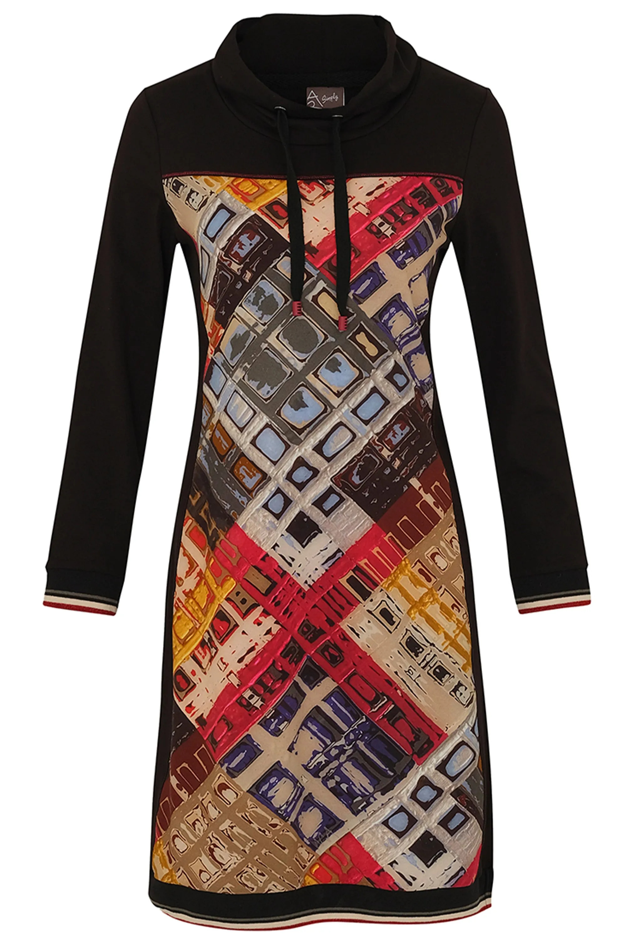 VIBRANT MANHATTAN DRAWSTRING NECK DRESS