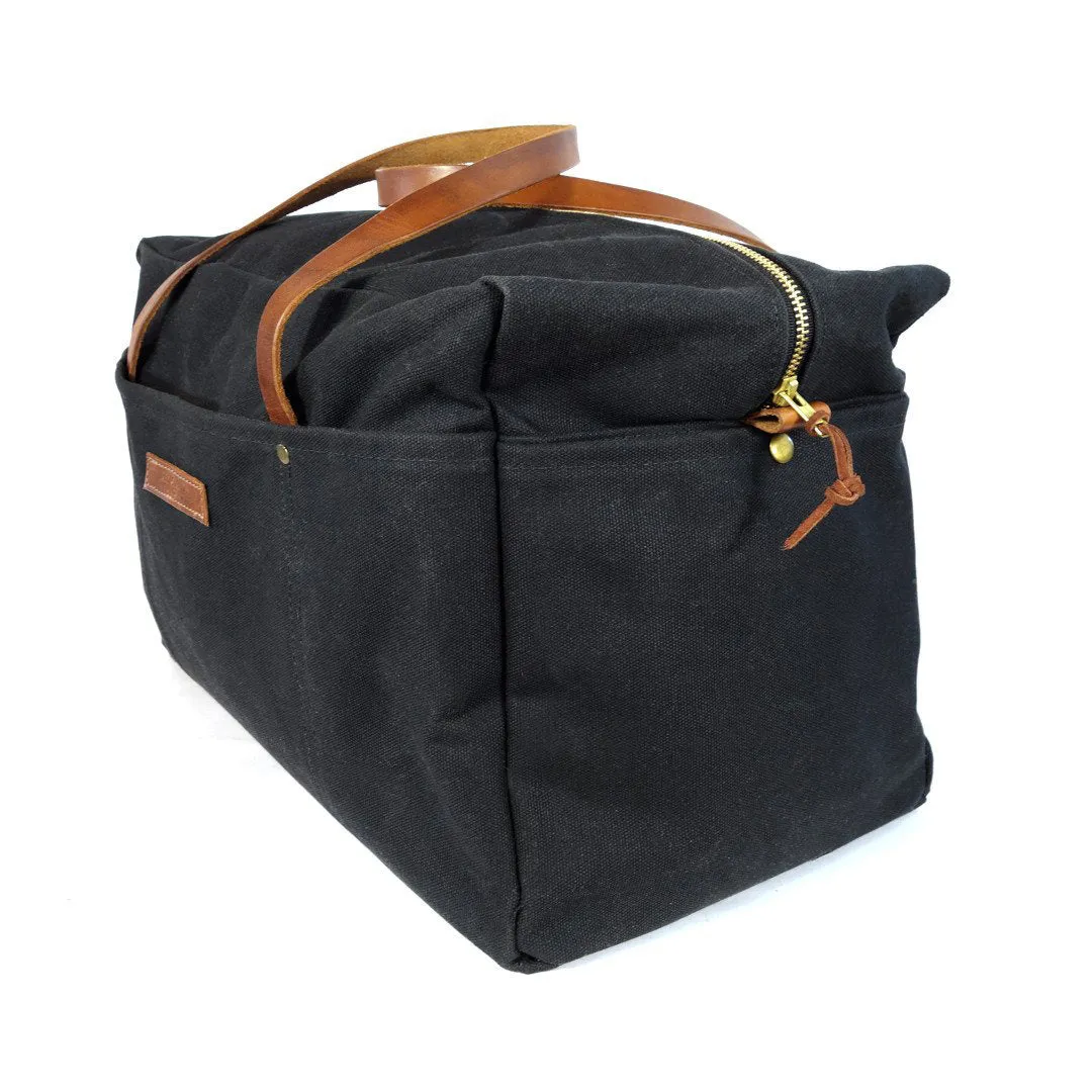 Waxed Canvas Duffle Bag - Black