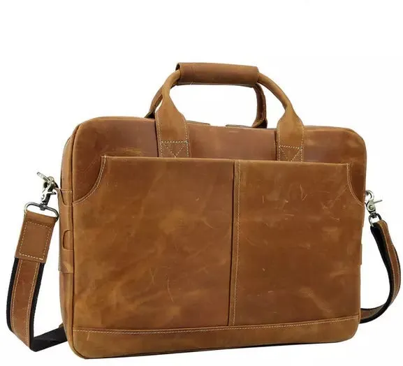 YAAGLE  Genuine Leather Men's Briefcase Messenger Tote Bag Fit 15.6 Laptop  YG7732