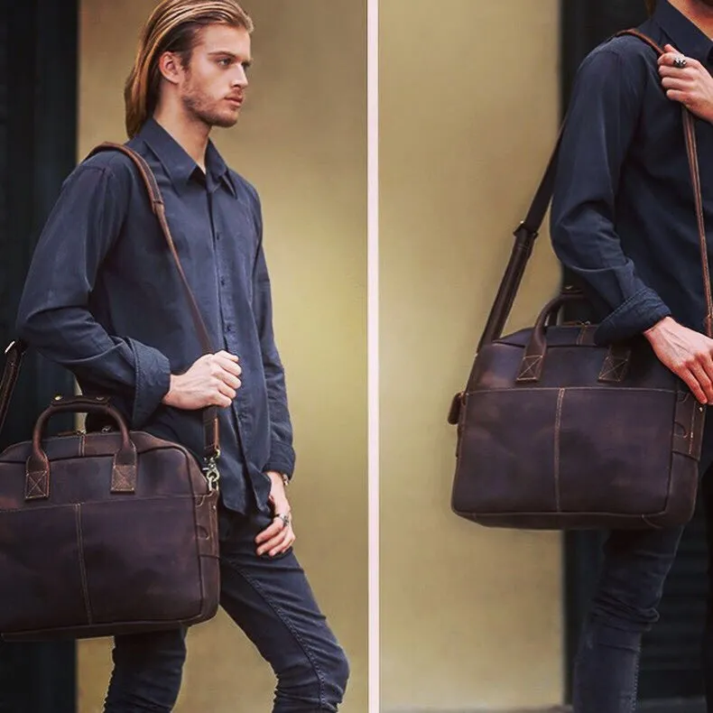 YAAGLE  Genuine Leather Men's Briefcase Messenger Tote Bag Fit 15.6 Laptop  YG7732