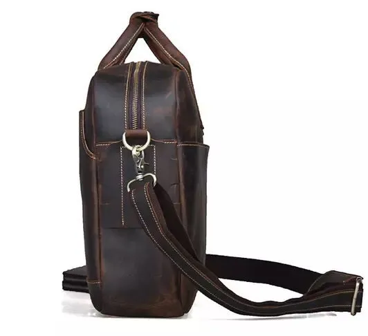 YAAGLE  Genuine Leather Men's Briefcase Messenger Tote Bag Fit 15.6 Laptop  YG7732