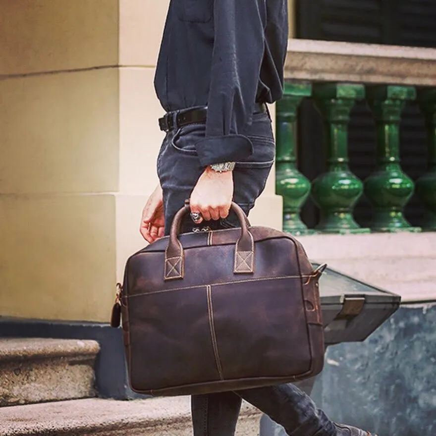YAAGLE  Genuine Leather Men's Briefcase Messenger Tote Bag Fit 15.6 Laptop  YG7732