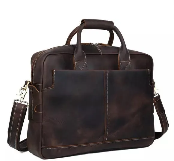 YAAGLE  Genuine Leather Men's Briefcase Messenger Tote Bag Fit 15.6 Laptop  YG7732