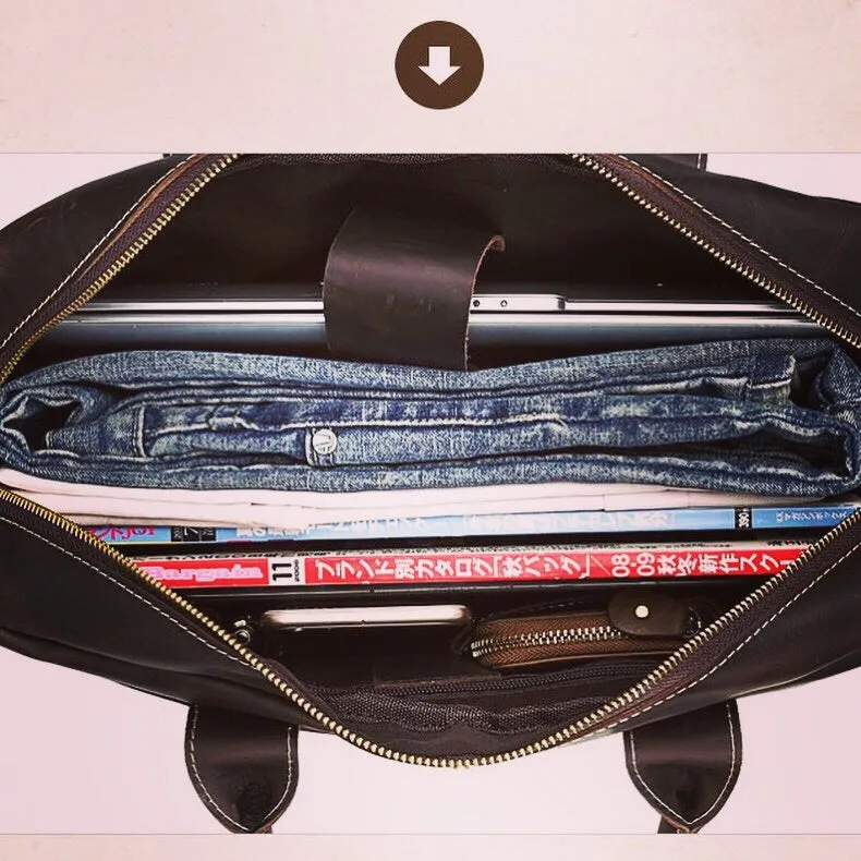 YAAGLE  Genuine Leather Men's Briefcase Messenger Tote Bag Fit 15.6 Laptop  YG7732
