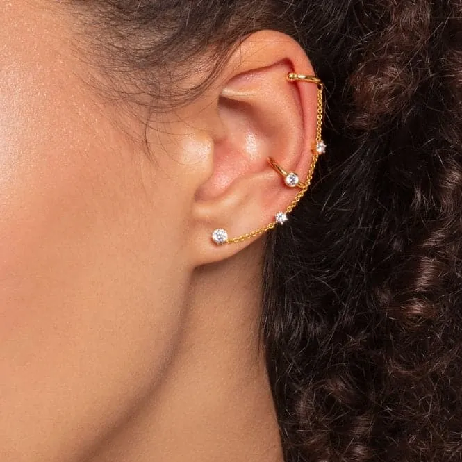 Yellow Gold Zirconia Single Ear Stud - Large H2148-414-14
