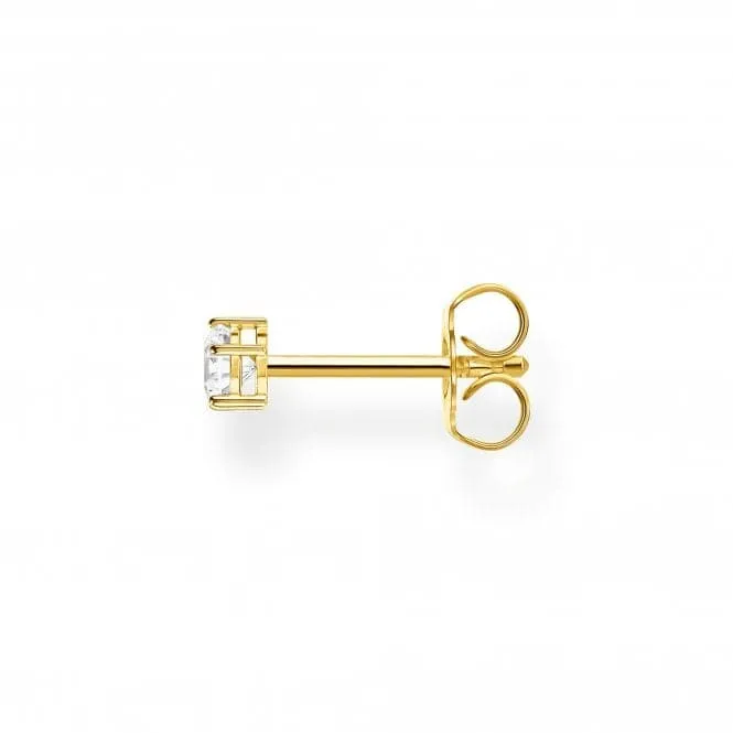 Yellow Gold Zirconia Single Ear Stud - Large H2148-414-14