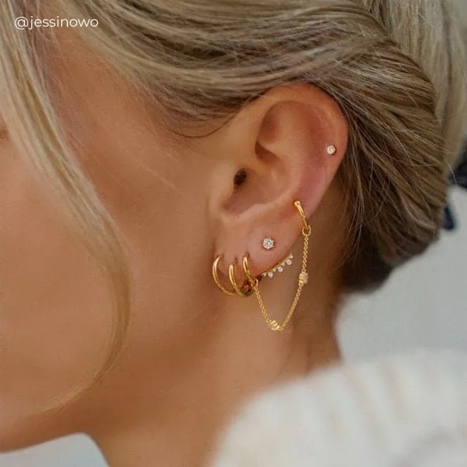 Yellow Gold Zirconia Single Ear Stud - Small H2147-414-14