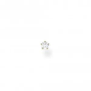 Yellow Gold Zirconia Single Ear Stud - Small H2147-414-14