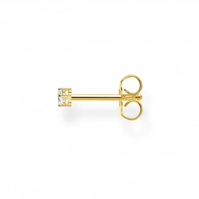 Yellow Gold Zirconia Single Ear Stud - Small H2147-414-14